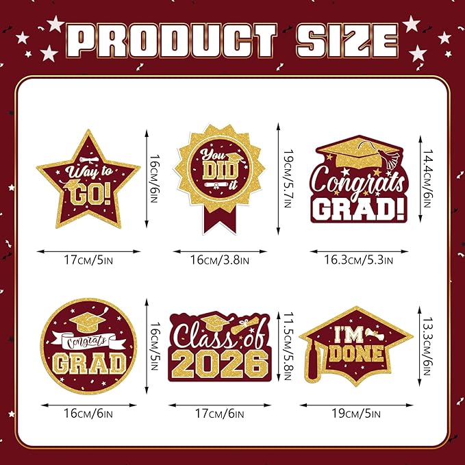 2026 Graduation Party Decorations - 30 Pcs Maroon Gold Class of 2026 Congrats Grad Hanging Swirl Ceiling Decor for Home School Classroom Graduation Party Supplies