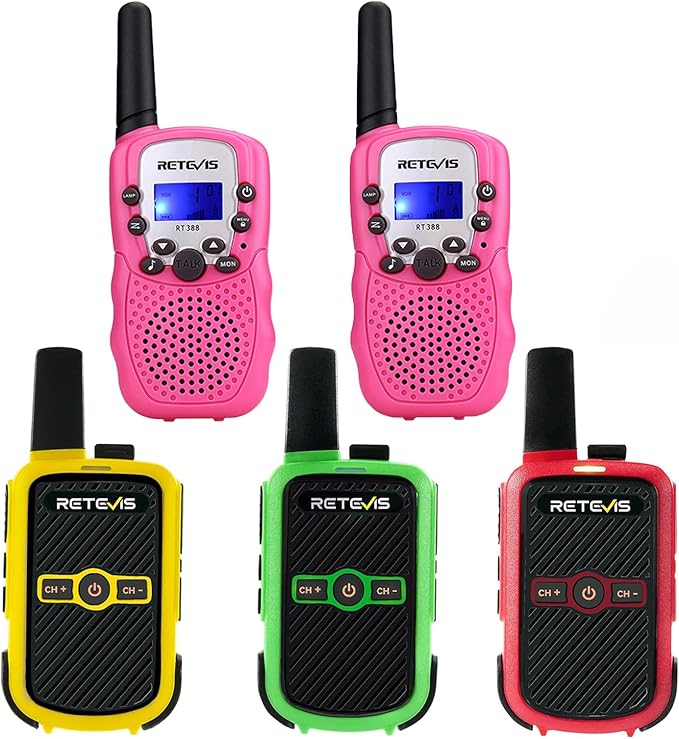 Retevis RT388 Walkie Talkies for Kids Bundle with RT15 Radio for Adults, 2 Way Radio Long Range, Kids Walkie Talkies for Boys Girls, for Camping Travel