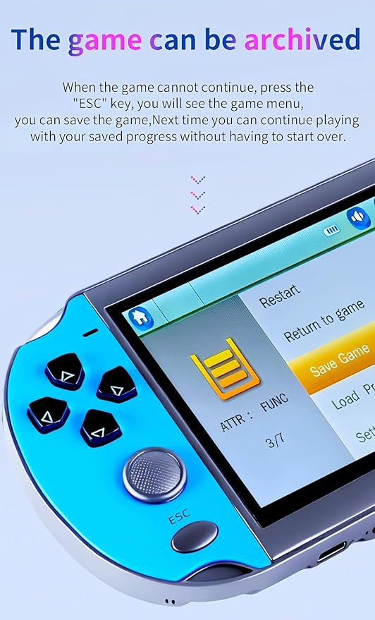 JXD Colorful Retro Video Game Console 4.3 inch Sreen 8GB Built-in 4000 Games Handheld ArcadeGame Console mini Portable Game Device Multiple Simulator MP3 MP4 E-Book Nostalgic Children's Gift(Bluered)
