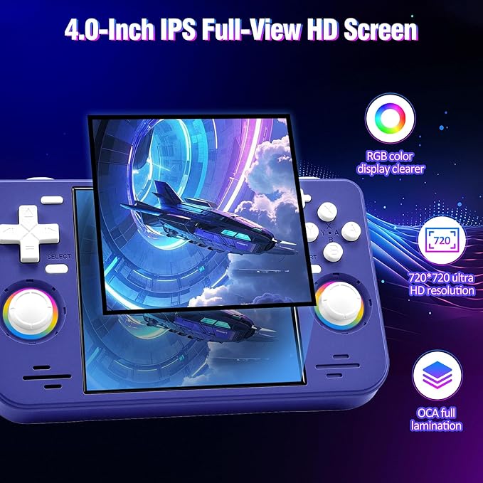 RF40H Handheld Game Console, 4.0" Retro Gaming Console Preloaded 20,000+ Classic Games, Open Source Linux System, Support WiFi Online Play, Portable Pocket Hand Held Video Game (Purple)