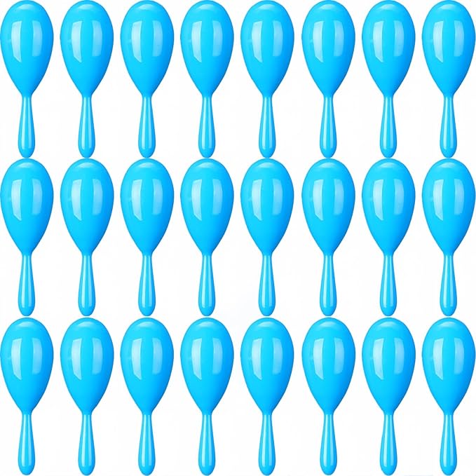 24 Pcs Maracas, 4.3 Inch Plastic Maracas for Mexican Fiesta, Luau Party, Wedding, Birthday, Cinco De Mayo Fiesta Themed Party Supplies (blue)