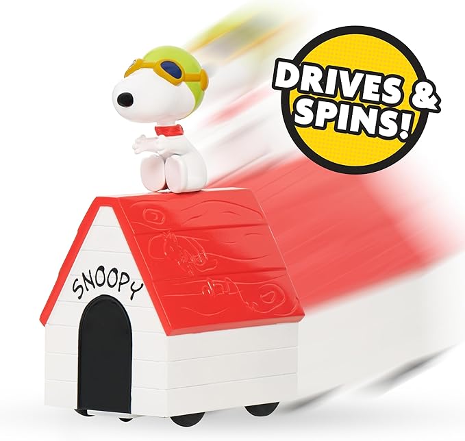Peanuts Flying Ace Remote Control Toy – Snoopy Doghouse RC Vehicle, Interactive Spins & Drives, for Kids, Boys & Girls Ages 3 and Up, Kids Toys for Ages 3 Up by Just Play