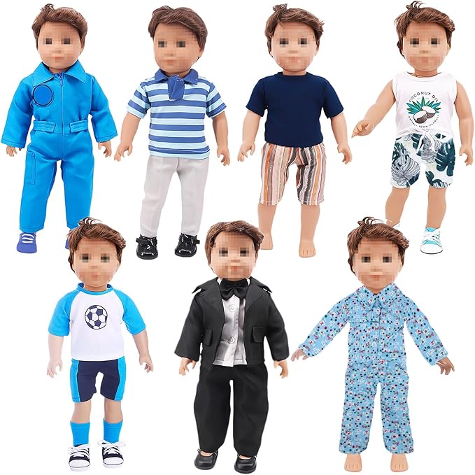 ONEST 7 Sets 18 Inch Boy Doll Clothes Dolls Outfits Dolls Accessories for American 18 Inch Boy Doll