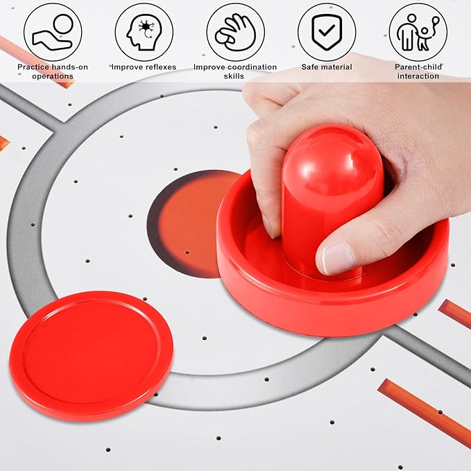 Air Hockey Pushers and Air Hockey Pucks, Indoor Games Goal Handles Paddles Replacement Accessories Set for Game Tables Equipment