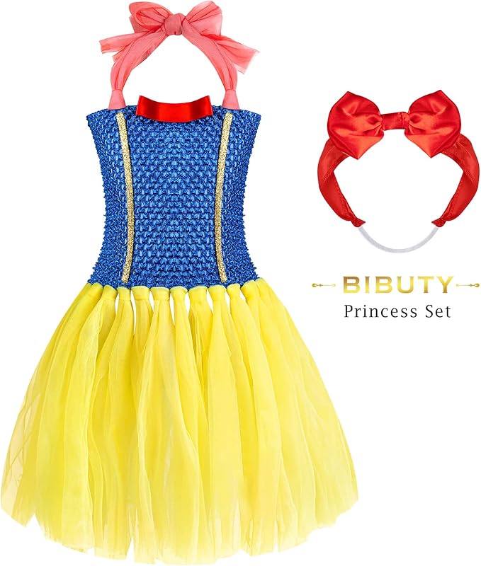 Princess Dress Up Clothes for Little Girls 3-6, Pretend Play Princess Costume Set with Princess Dresses Crown