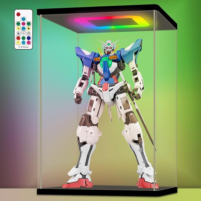 NONEMEY Clear Acrylic Display Case with RGB LED Light for Lego 75328, Dustproof Model Showcase Organizer Box, Display Case for Collectibles Bearbrick (13.7x9.8x20.8 inch, 35x25x53cm)