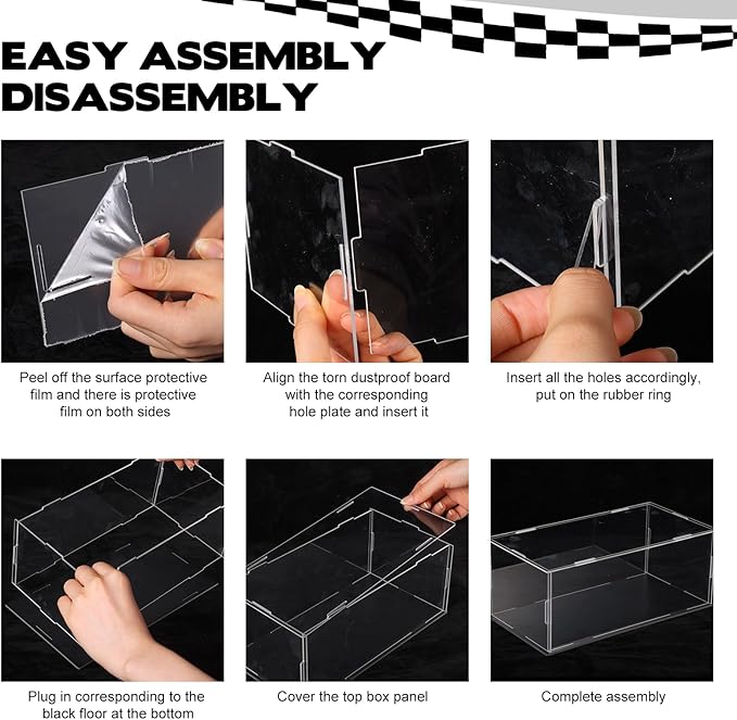 3 PCS Acrylic Model Car Display Case 1: 24 Scale Clear Display Boxes with Plastic Base Diecast Model Car Showcase & Storage Organizer for Vehicle Toy Collectibles Memorabilia