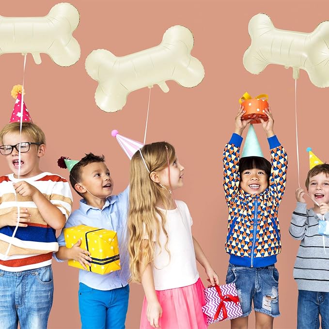 Gejoy 9 Pcs Dog Bone Balloons, Beige Aluminum Pet-themed Foil Bone Shaped Balloons Bulk, Pets Puppy Birthday Decorations Dogs Balloon for Pets Dog Birthday Party Decoration Supplies