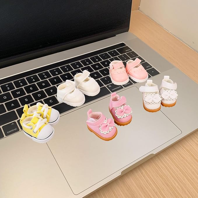 Doll Shoes for Lu bubu 17cm Dolls(No Doll) , Mini Shoes Accessories, Cute PU Leather Princess Shoes Suitable for 17cm Doll, Dress Up Doll Shoes Replacement Brown