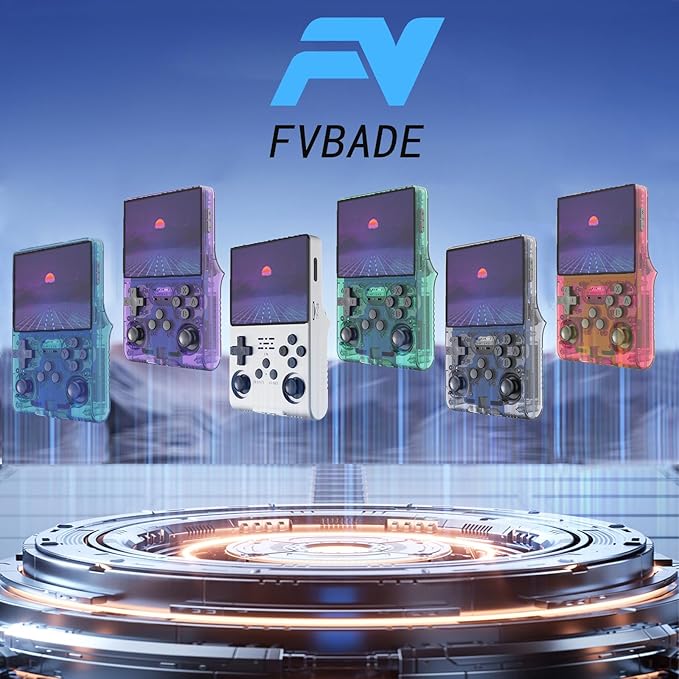 FVBADE[30000 in 1] R40S PRO Handheld Game Console 3.5 inch IPS Screen Mini Retro Console 3800mAh Portable Pocket Arcade 45+ Mainstream Emulator 256G TF Card Transparent.(Red)