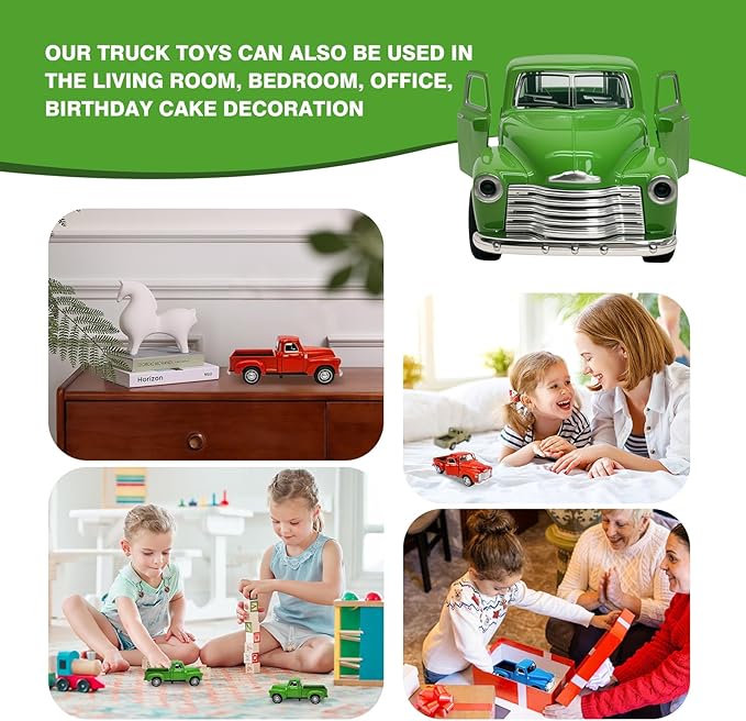 Little Green Truck Toy for Toddlers 2 3 4 5 6 7 8 Year Old Boys Girls,1:32 Alloy Toddlers Car Toy Driveable,Car Door Can Open,Toy Trucks for Kids Easter Christmas Birthday Gifts