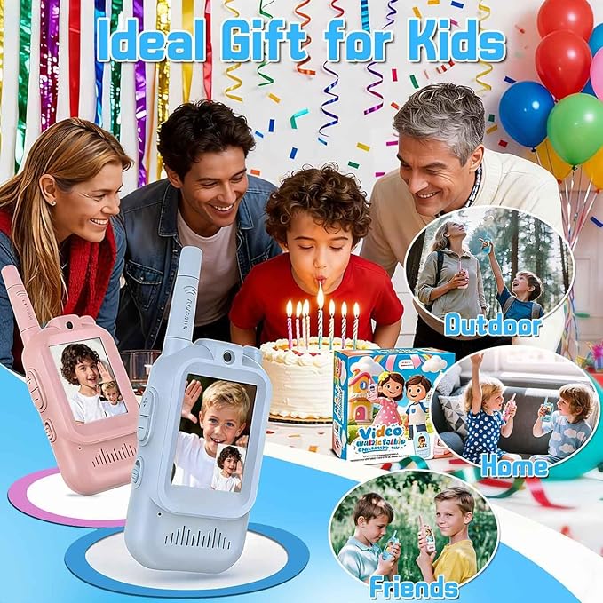 𝟮𝟬𝟮6𝗡𝗲𝘄 Kids Video Walkie Talkie, Upgraded Version 2 Pack Rechargeable Kids Video Walkie Talkie, Indoor Outdoor Family Toy, Camping, Hiking, Suitable for Boys and Girls