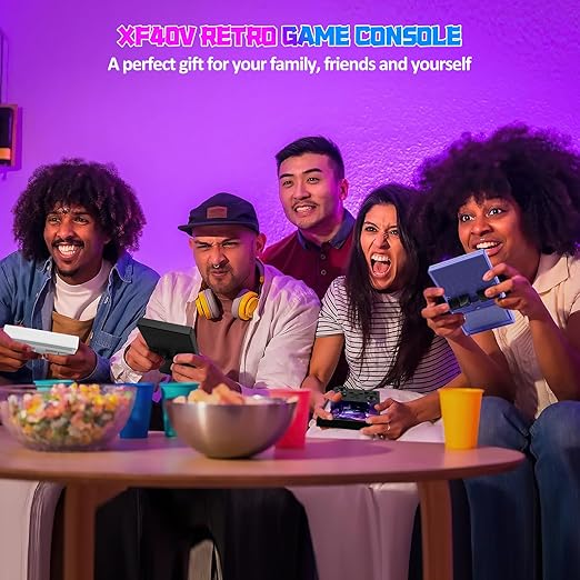 UYTGXEN XF40V Retro Handheld Game Console with 2*Detachable Long Joysticks, 4.0-Inch HD IPS Screen Retro Gaming Console, Preloaded Classic Games with Multiple Emulator, Pocket Video Gaming