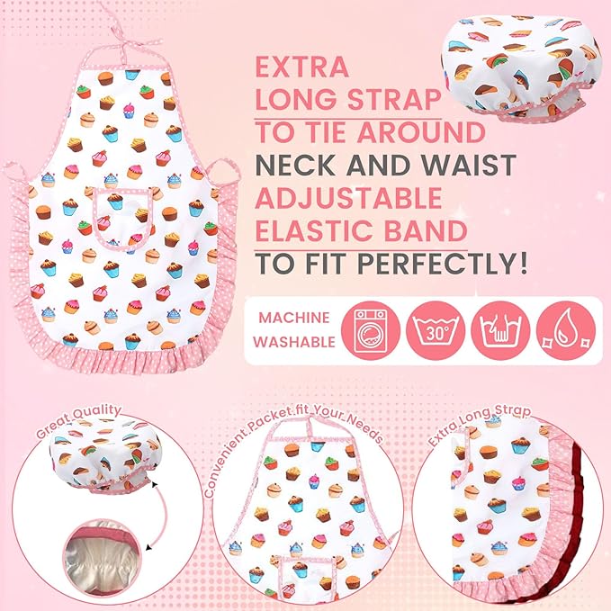 3 Otters Kids Chef Hat and Apron, 11 PCS Chef Costume Sets Pretend Play Kitchen Toys Baking Tools for Toddler