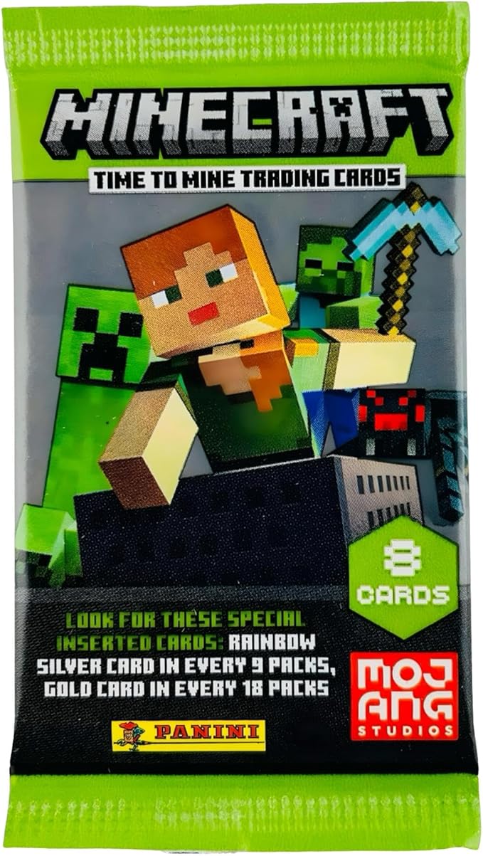 Panini Minecraft Mega Box – Official Trading Cards, 72 Cards per Box, Exclusive Foil Parallels, Rare Inserts, Great Gift for Kids & Gamers