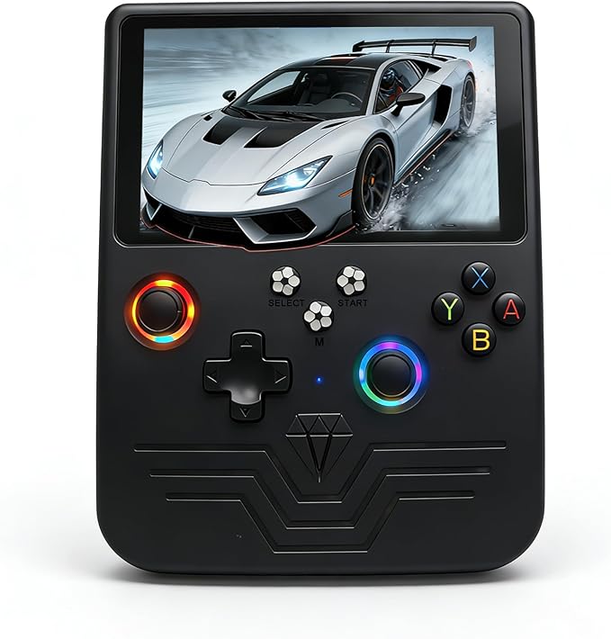 RegiisJoy R60 MAX 40000 in 1 Handheld Game Console, 5.5 Inch IPS Screen Retro Gaming Consoles Main Emulators, Portable Mini Pocket Arcade 6000mAh Battery,128G TF Card,RGB Joysticks Black
