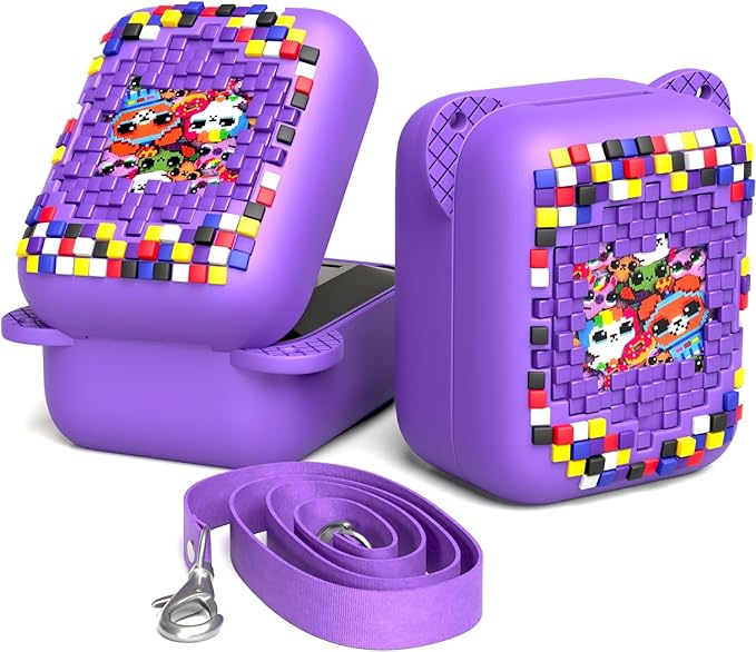 Rome Tech Silicone Case for Bitzee Interactive Toy Digital Pet and Case - 2 in 1 Protective Cover + Lanyard for Bitzee Pet Toy - Purple