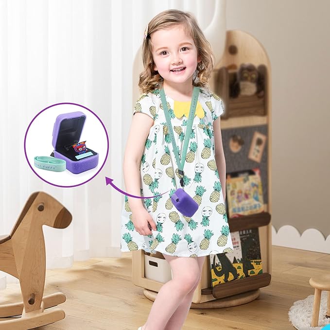 Silicone Cover Case for Bitzee Interactive Toy Digital Pet, Silicone Protective Cover for Bitzee Virtual Electronic Pets, Digital Pet Accessories for Bitzee with Lanyard, Purple (Case Only)