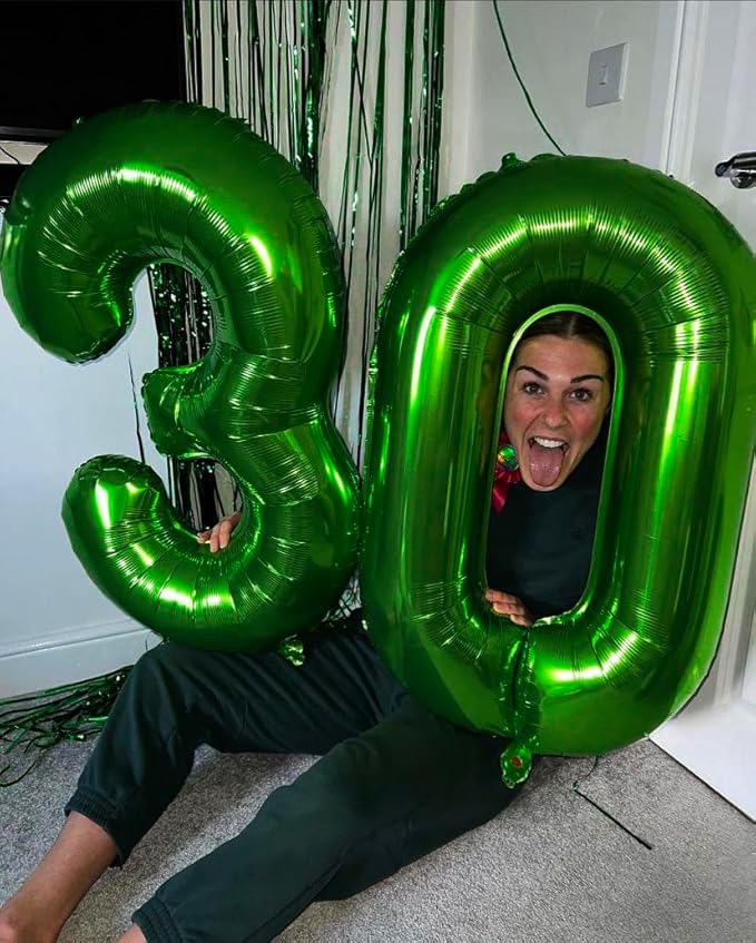 Green Number Balloon 40 Inch, 0 Number Balloons, 10 20 30 40 50 Numbers Balloon Birthday Decorations, Green Party Supplies for Women Men, St. Patrick's Day Games Theme Birthday Decorations