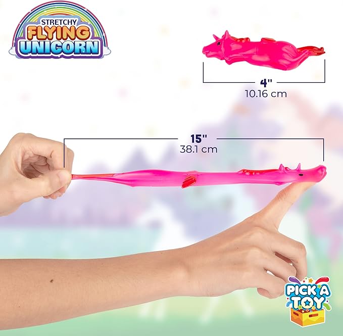 PICK A TOY Unicorn Slingshot Toys for Kids – 24 Pack Stretchy Finger Slingshot Party Favors, Unicorn Goodie Bag Fillers, Birthday Party Favors for Girls Boys, Classroom Prizes, Easter Egg Fillers