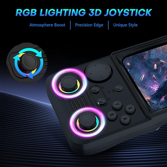R36TMAX Retro Handheld Game Console, Retro Gaming Console with 4.0 Inch 720x720 IPS Screen, Portable Handheld Linux System, 4000mAh Battery (Classic Black-64GB)
