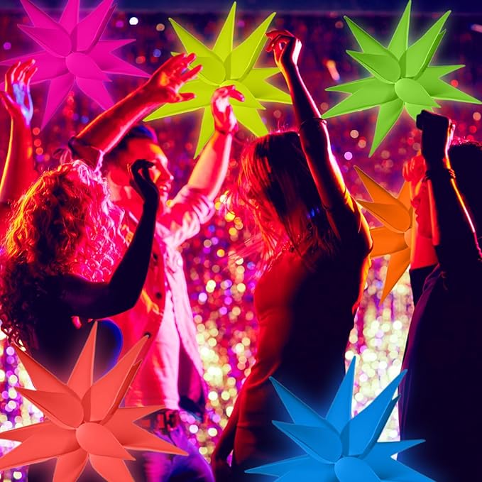 12 Pcs 22 Inches Explosion Glow in The Dark Neon Balloon Glow Party Supplies Foil Fluorescent Balloon 90 80s Hip Hop for Christmas Happy New Year Birthday Wedding Anniversary Backdrop Decor