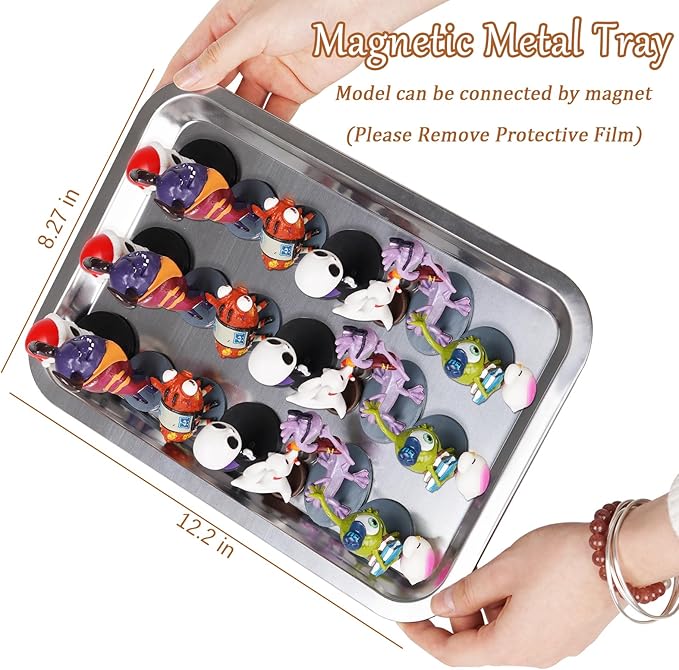 Miniature Display Case for Collectibles, Miniatures Storage Case Display Shelves Shelf for Mini Action Figures Valuable Collectibles or Crystal Stone (Matte Black)