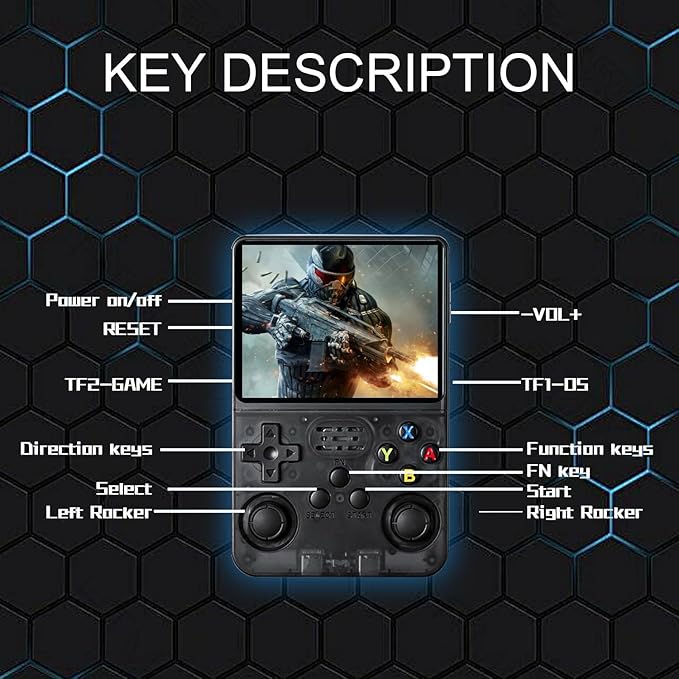 Retro Handheld Game Console, 3.5-inch IPS HD Screen, 64GB Storage, 1500 Games, Linux System (Black)