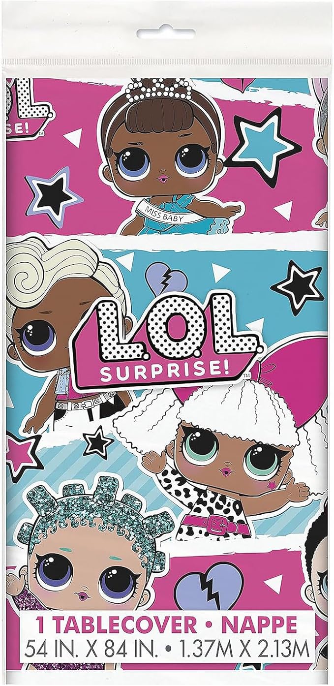 Multicolor LOL Surprise Rectangular Plastic Table Cover - 54"x84" (1 Count) | Durable & Easy-to-Clean, Perfect for Kids Birthday Parties & Special Occasions