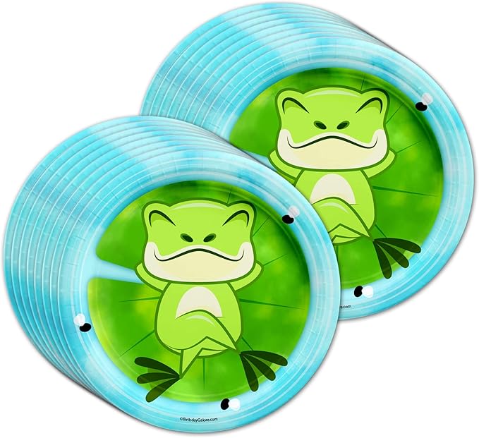Frog Birthday Party Supplies Set Plates Napkins Cups Tableware Kit for 16