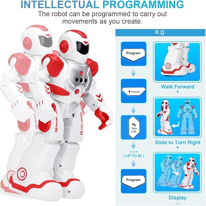 KingsDragon Robots Toy for Kids, RC Gesture Sensing Toy, Interactive Walking Singing Dancing Robot Birthday Presents for Boys Girls Age 6 7 8 9 Years Old,Red