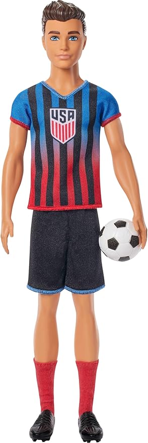 Barbie Careers USSF Soccer Fashion Ken Doll Dressed in Removable Sport-Themed Outfit & Shoes with Accessories