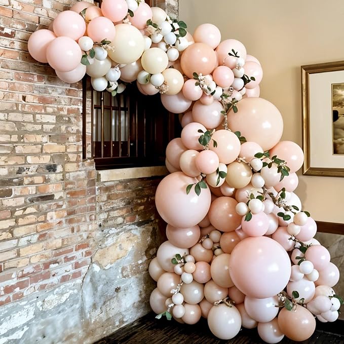 Dusty Pink Balloons, 12 Inch Pastel Baby Light Pink and White Sand Ivory Nude Beige Cream Boho Balloons for Girl Baby Shower Neutral Birthday Boho Party Decorations Wedding Bridal Engagement Backdrop