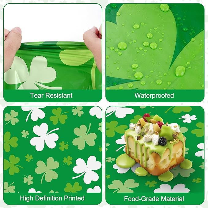 2 Pack St Patrick's Day Tablecloth - Green Shamrock Table Cloth, Plastic Disposable Rectangle Luck Irish Clover Table Cover for Saint Patrick Day Table Decorations and Party Decor, 108 x 54 Inch