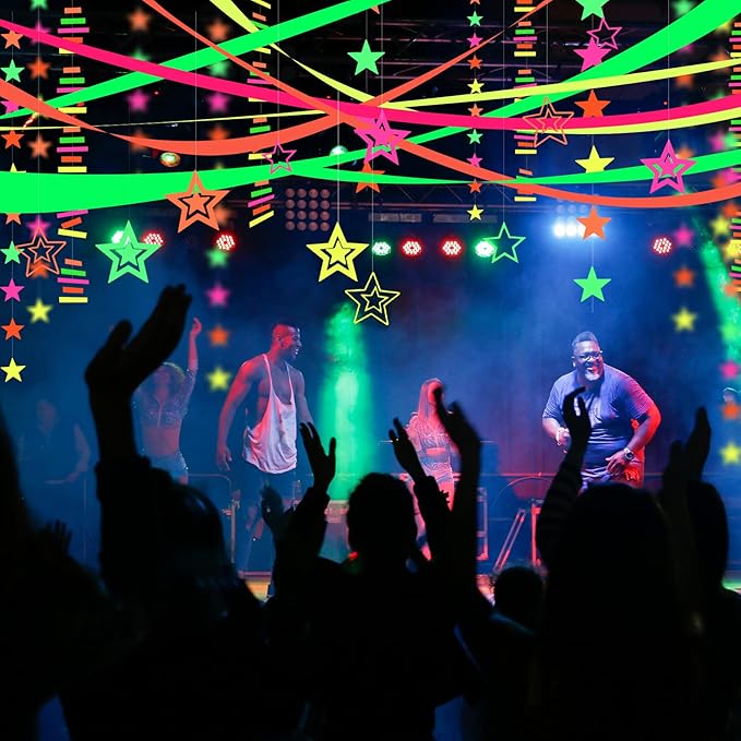400Feet Glow in The Dark Party Supplies Streamers Glow Crepe Paper Streamer UV Blacklight Fluorescent Neon Paper Streamers for Glow Party Supplies and Decorations Wedding Birthday Party Decorations
