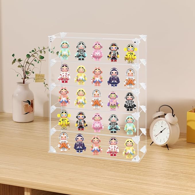 Acrylic Display Case, 5 Tier Clear Display Case for Mini Funko Pop Figures, Wall Mounted or Desktop Dustproof Display Cabinet Box for Collectibles Mini Toys Figurines Models Dolls (12.4x4x16.5 inch)