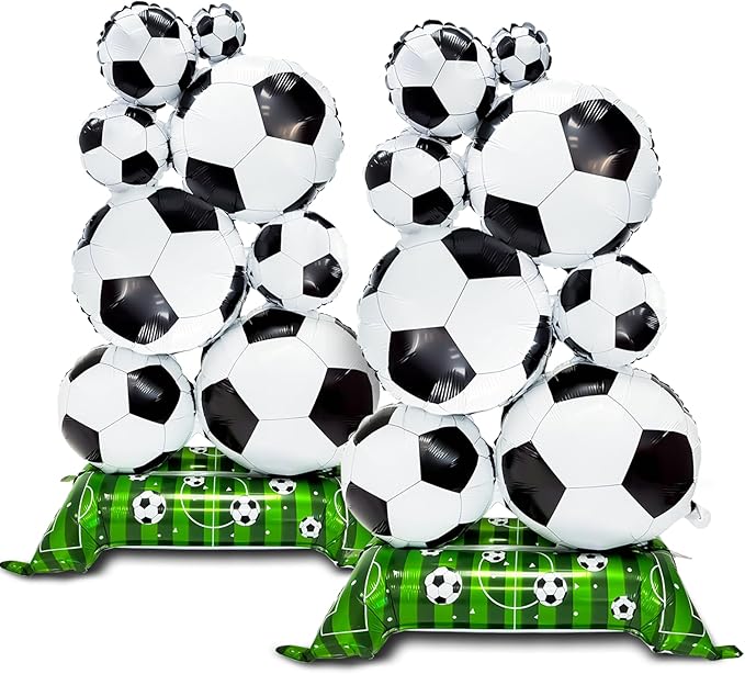 Giant Self Standing Soccer Ball Balloons 2 Pcs 5 ft Soccer Party Balloon Decorations World Cup Balloon Decor Sports Football Ball Fans Birthday Party Decoration Supplie
