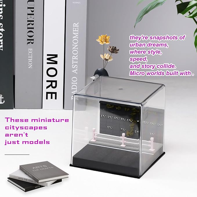 1/64 Model Car Display Case Diorama Garage,Simulated Parking Lot Model Miniature Scene Parking Lot PVC Assembly with Light Parking Space Model Display Frame Toy Display Box (Street Scene Garage)