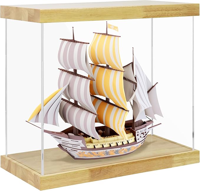 BenchPro Clear Acrylic Display Case for Trophy, Collectibles, Assemble Cube Display Box Stand Dust Proof Protection Showcase for Action Figures Toys. (1.75" Thick Wood, 21" H x 24" L x 12" D)