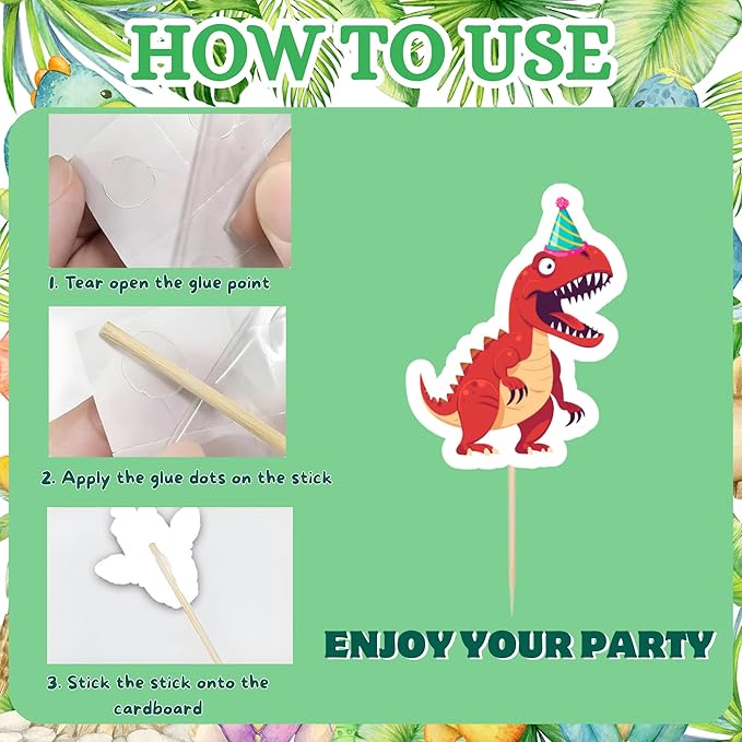 24Pcs Dinosaur Cupcake Toppers Baby Cute Roar Dinosaurs Cupcake Picks Dino Cake Decorations for Kids Boys Dinosaur Theme Birthday Baby Shower Party Decorations