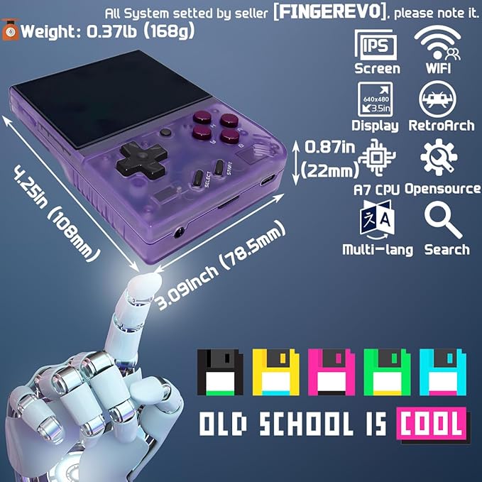 Miyoo Mini Plus Handheld Game Console 3.5-inch 640*480 IPS Screen 3000mAh Miyoo-mini+ with Portable Case T-Purple