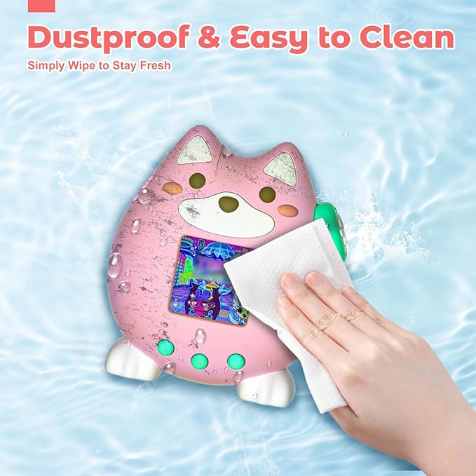 for Tamagotchi Paradise Case,Cute Standing Dog Silicone Protective Cover for Tamagotchi Paradise Electronic Pet,Waterproof Washable Shockproof Anti-Drop 360Full Protection,Puppy Style(Pink)