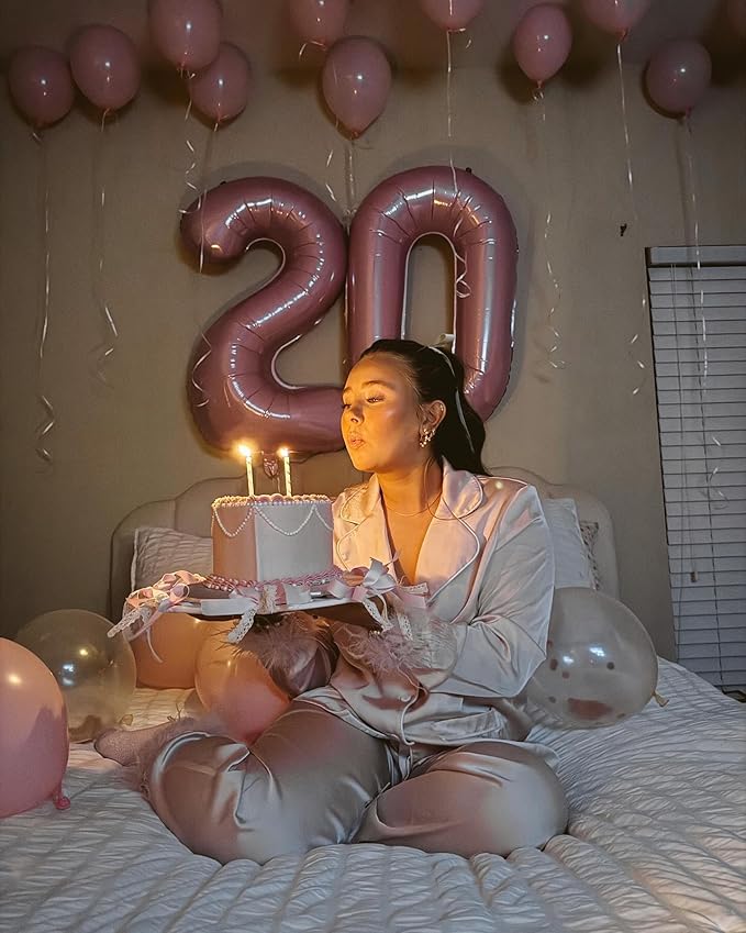 Pearlescent Pink Number 0 Balloon 40 Inch, 0 Balloon Number for 10th 20th 30th 40th 50th 60th Birthday Decorations, Pearlescent Pink Party Supplies