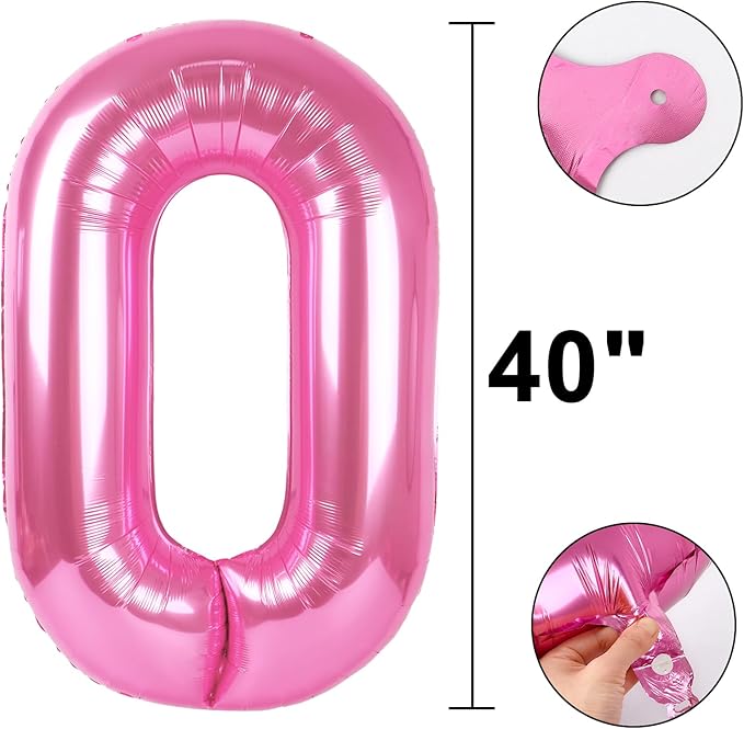 40 Inch Pink Number 10 Digital Balloon,Jumbo Mylar Foil Helium Balloon for 10 Balloons for Birthday Party,Wedding Anniversary Party Decorations