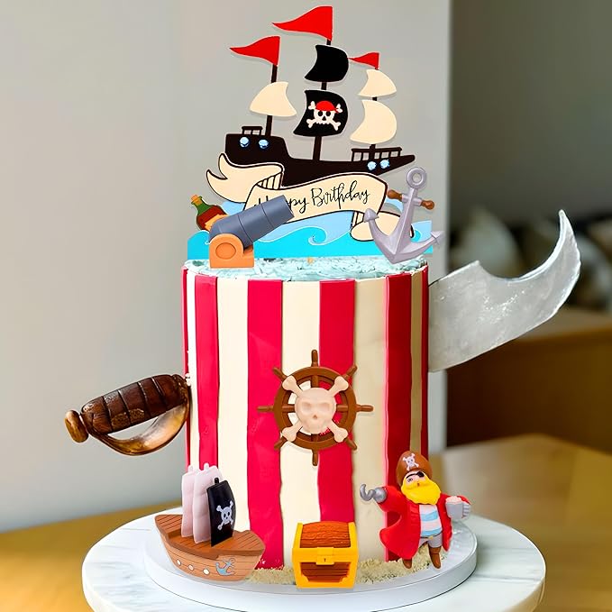 Pirate Birthday Cake Decoration Pirate Birthday Party Supplies Treasure Chest Cake Decoration Pirate Cupcake Picks Pirate Ship Cake Decoration Treasure Hunt Cake Decor