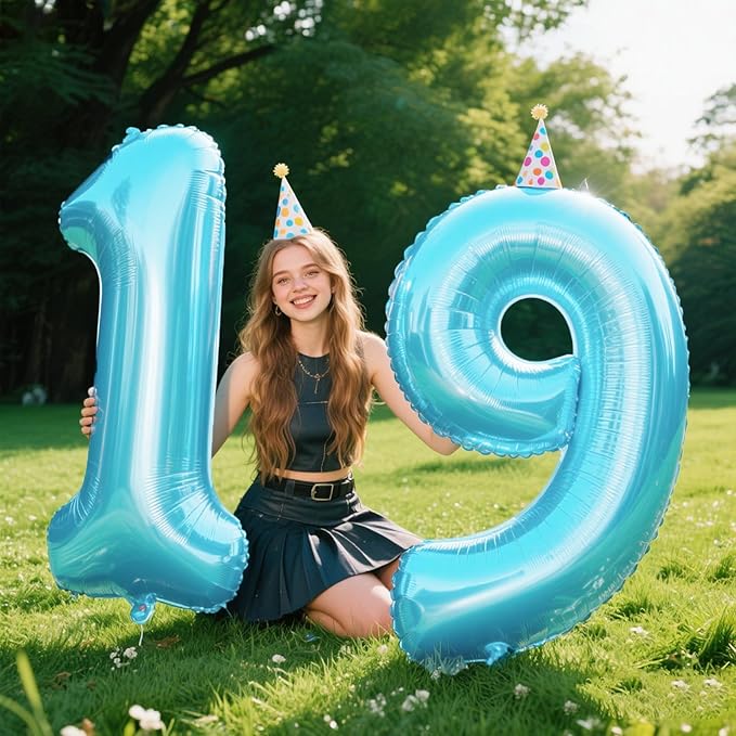 40 inch Light Blue Number 9 Balloon Jumbo 19 29 39 90 99 Foil BalloonsGiant Large 9 Foil Balloon for Birthdays, Anniversaries, Graduations, 9th Birthday Decorations for Kids