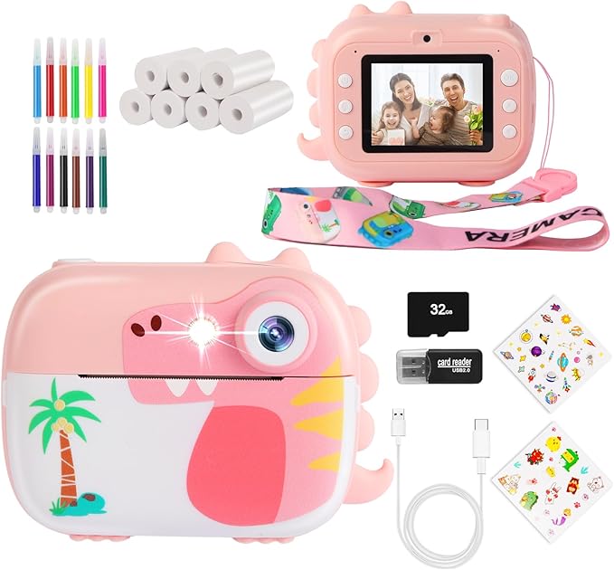 Kids Camera Instant Print,Children Digital Camera Toys with HD Video for Kids Aged 3-12,Christmas Birthday Festival Present for Girls Boys,with 7 Rolls Instant Paper,M3