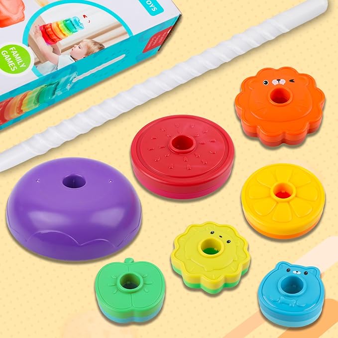 LBAIBB Spinning Stacking Toys,Spin Toy for Toddlers 1-3,Montessori Toys for 1 Year Old,Rainbow Spin Tower,Autism Sensory Learning Toy,Suitable for Gifts for Boys and Girls