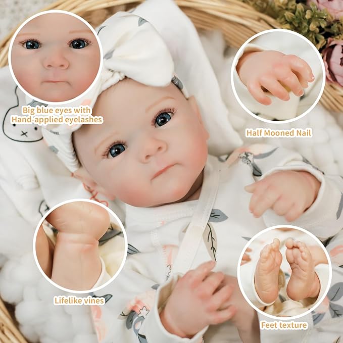 Lifelike Reborn Baby Dolls - 20Inch Soft Vinyl Realistic Newborn Baby Dolls Poseable Real Life Baby Girls Dolls with Doll Accessories and Gift Box for 3+ Year Old Girls Kids