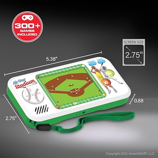 My Arcade All Star Stadium Pocket Player- Sports Game Console with 307 Retro Games, 2.75 inch Screen, Baseball, Soccer, Basketball